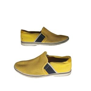 Aldo Slip On Sneakers Mens 10 Yellow Mesh Canvas Casual Sporty Loafers
